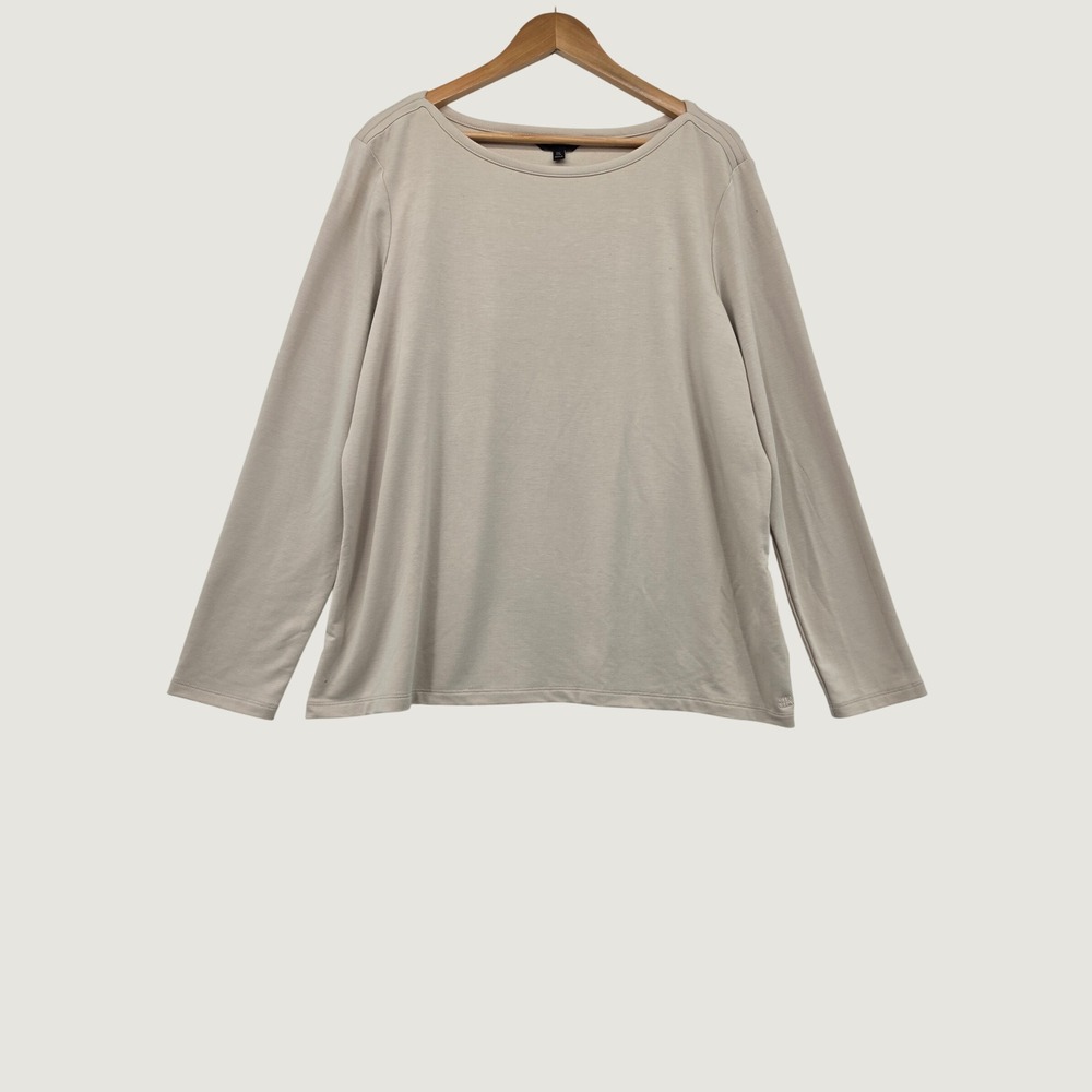 Banana Republic Beige Long Sleeve Boat Neck Top XXL Soft Knit Stretch Basic Tee